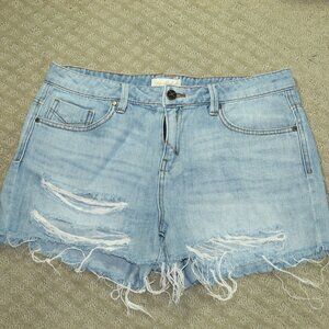 Unpublished Women's Size 28 Ripped Mid Rise Denim Blue Jean 3" Shorts  ($70)